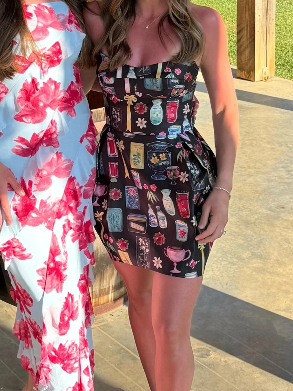 Amanda Uprichard Black Bubble Mini Dress with Multicolor Perfume Jar Print - Picture 4 of 4